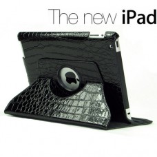 360 Degree Rotating iPad 3/4 Leather Case-Black 