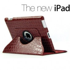 360 Degree Rotating iPad 3/4 Leather Case-Brown 