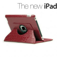 360 Degree Rotating iPad 3/4 Leather Case-Red