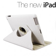 360 Degree Rotating iPad 3/4 Leather Case-White 